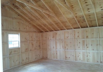 wooden storage shed interior