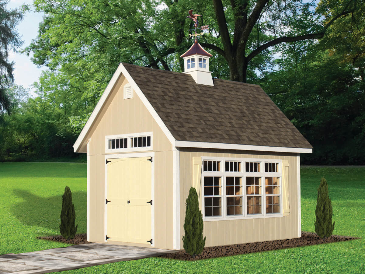 a frame two story storage shed