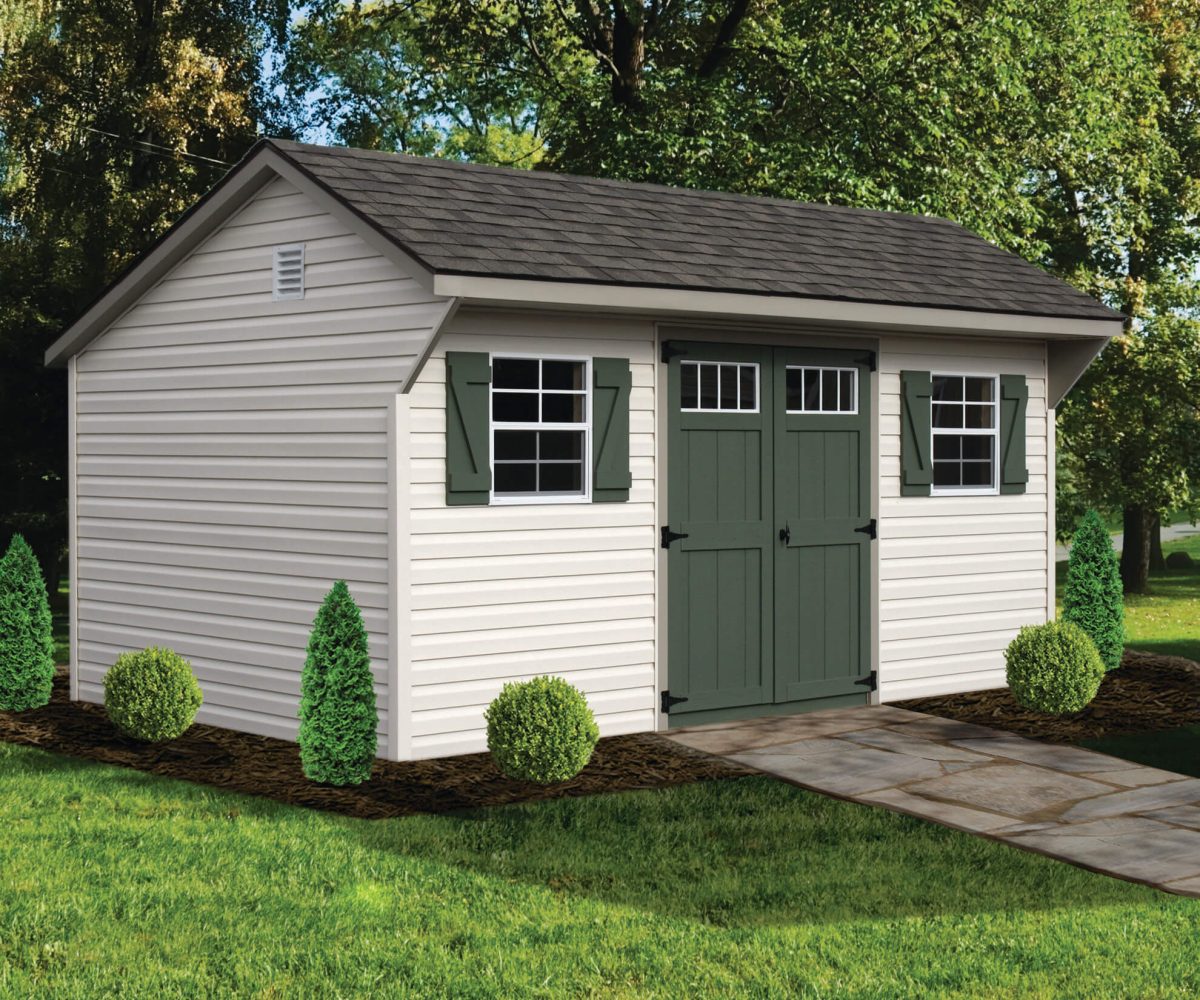 quaker style vinyl shed