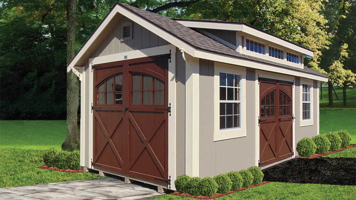 classic shed with buckskin dormer